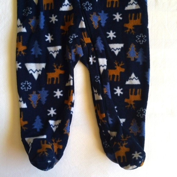 joe fresh winter woodland fleece zipper footie sleeper pajamas 6-12 months baby - Picture 3 of 6